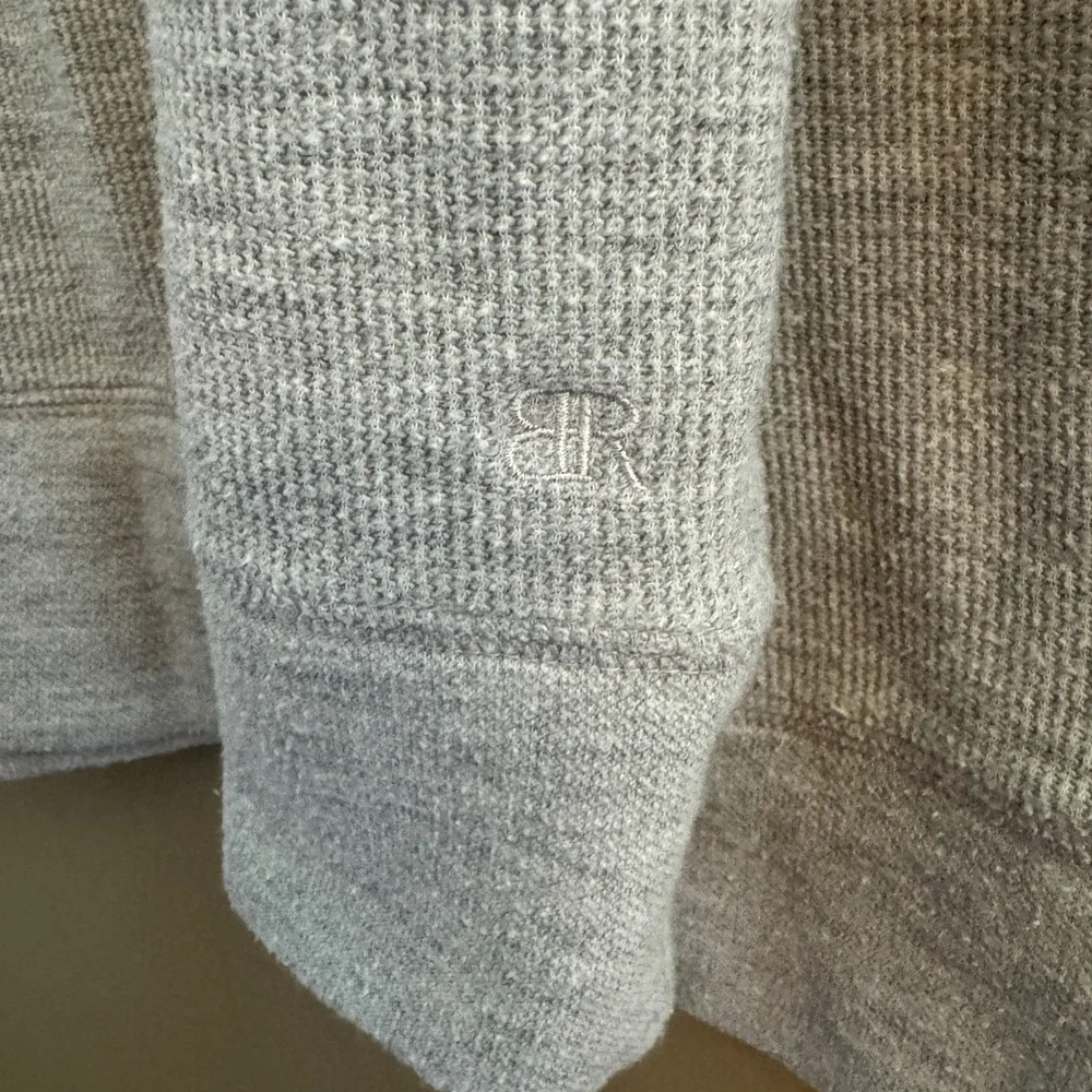 Banana Republic Mens‎ XL Gray Waffle Knit Raglan Long Sleeve Crewneck Sweatshirt